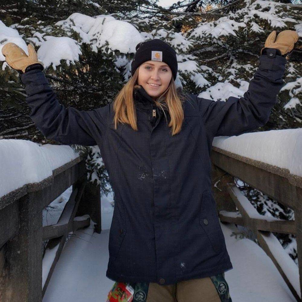 Ashley pretending to be a snowman